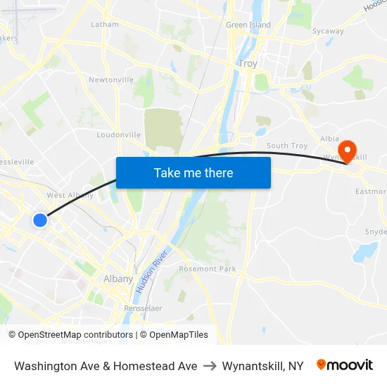 Washington Ave & Homestead Ave to Wynantskill, NY map