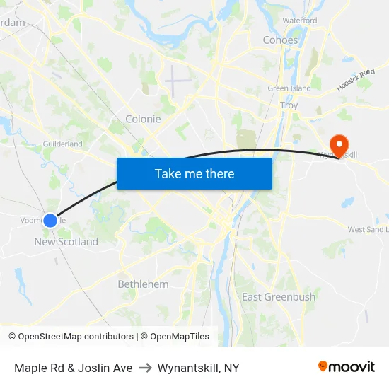 Maple Rd & Joslin Ave to Wynantskill, NY map