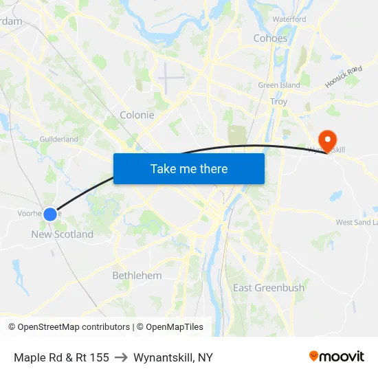Maple Rd & Rt 155 to Wynantskill, NY map