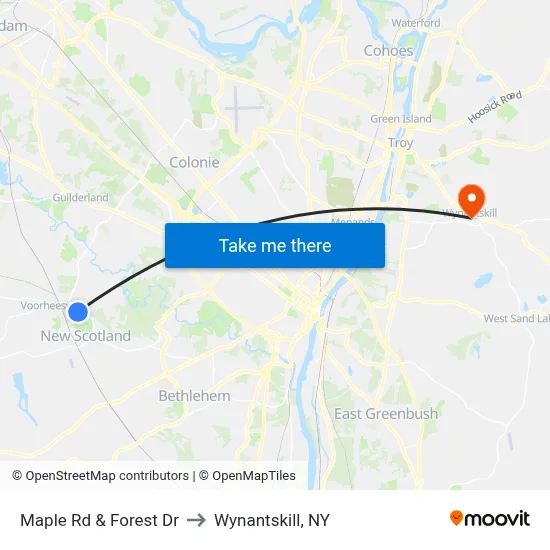 Maple Rd & Forest Dr to Wynantskill, NY map