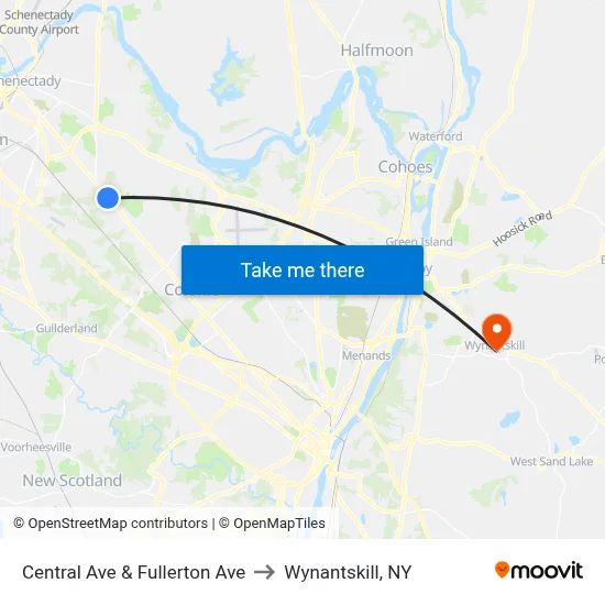Central Ave & Fullerton Ave to Wynantskill, NY map