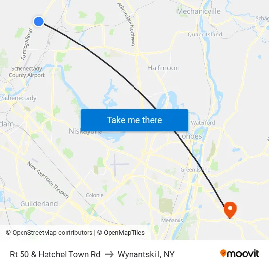 Rt 50 & Hetchel Town Rd to Wynantskill, NY map