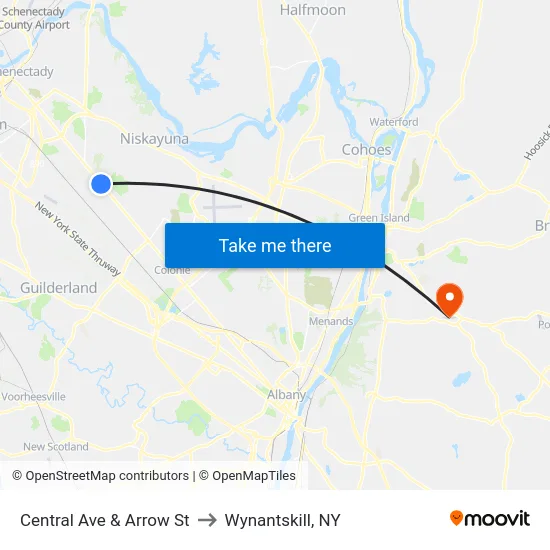 Central Ave & Arrow St to Wynantskill, NY map