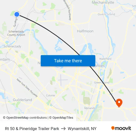 Rt 50 & Pineridge Trailer Park to Wynantskill, NY map