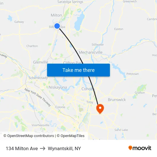 134 Milton Ave to Wynantskill, NY map