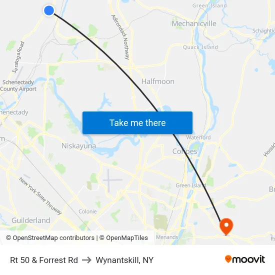 Rt 50 & Forrest Rd to Wynantskill, NY map
