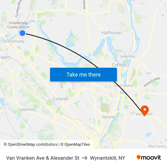 Van Vranken Ave & Alexander St to Wynantskill, NY map