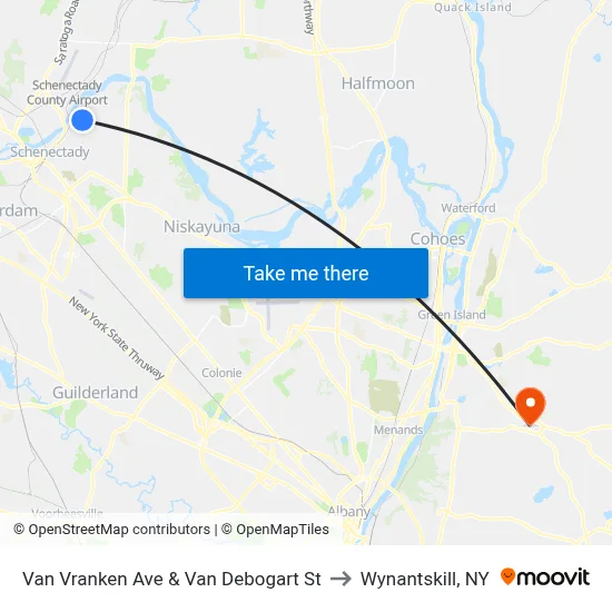 Van Vranken Ave & Van Debogart St to Wynantskill, NY map