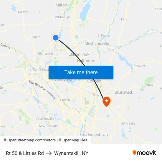 Rt 50 & Littles Rd to Wynantskill, NY map