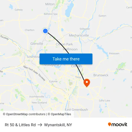 Rt 50 & Littles Rd to Wynantskill, NY map