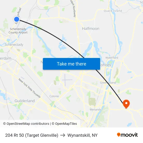 204 Rt 50 (Target Glenville) to Wynantskill, NY map