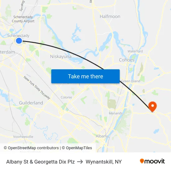 Albany St & Georgetta Dix Plz to Wynantskill, NY map