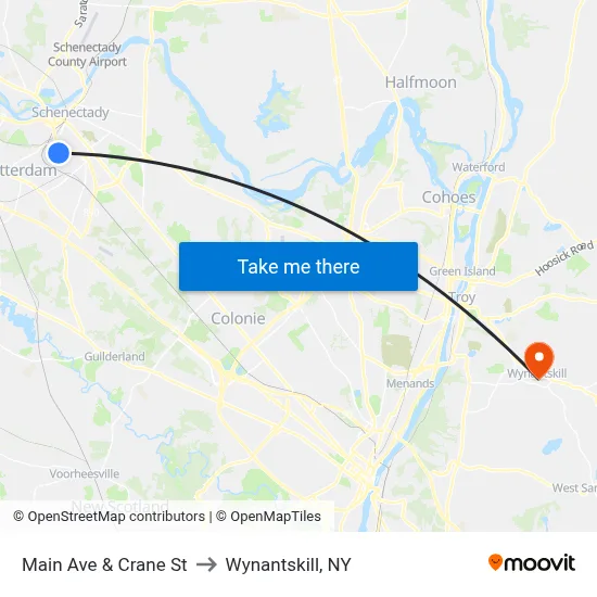 Main Ave  & Crane St to Wynantskill, NY map