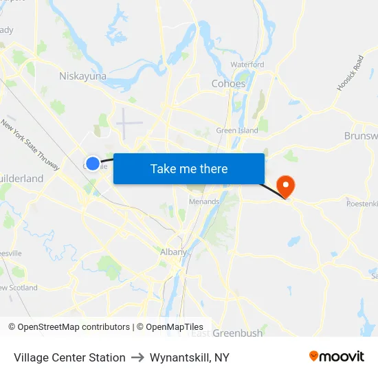 Village Center Station to Wynantskill, NY map