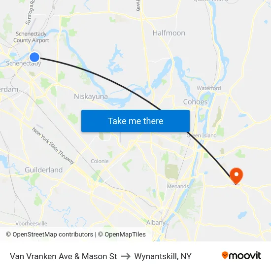 Van Vranken Ave & Mason St to Wynantskill, NY map
