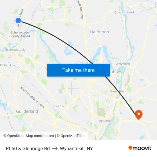 Rt 50 & Glenridge Rd to Wynantskill, NY map