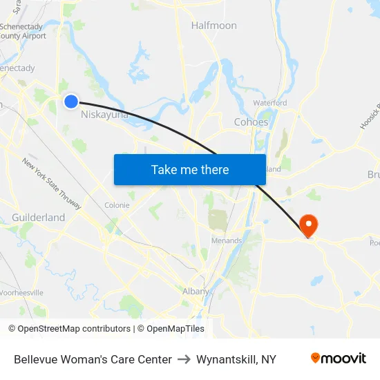 Bellevue Woman's Care Center to Wynantskill, NY map