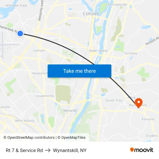 Rt 7 & Service Rd to Wynantskill, NY map