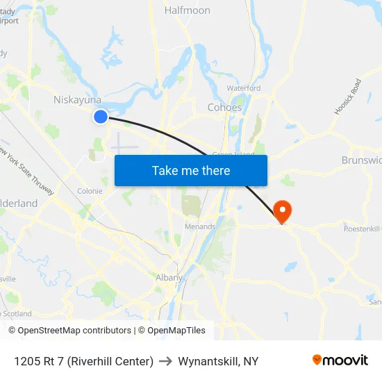 1205 Rt 7 (Riverhill Center) to Wynantskill, NY map