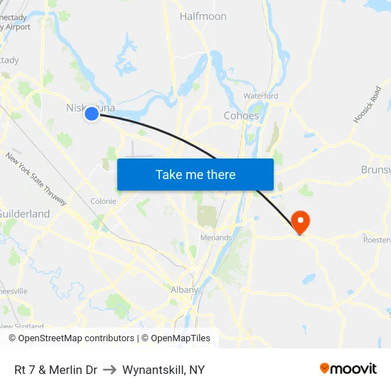 Rt 7 & Merlin Dr to Wynantskill, NY map