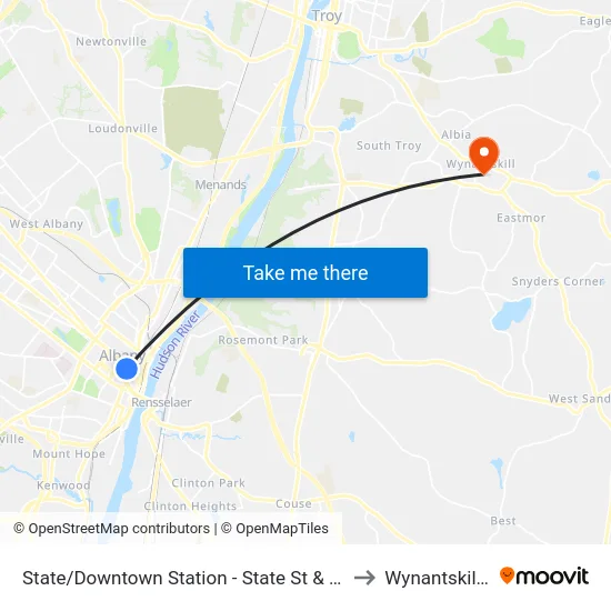State/Downtown Station - State St & S. Pearl St to Wynantskill, NY map