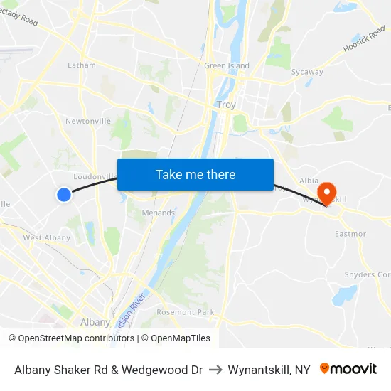 Albany Shaker Rd & Wedgewood Dr to Wynantskill, NY map