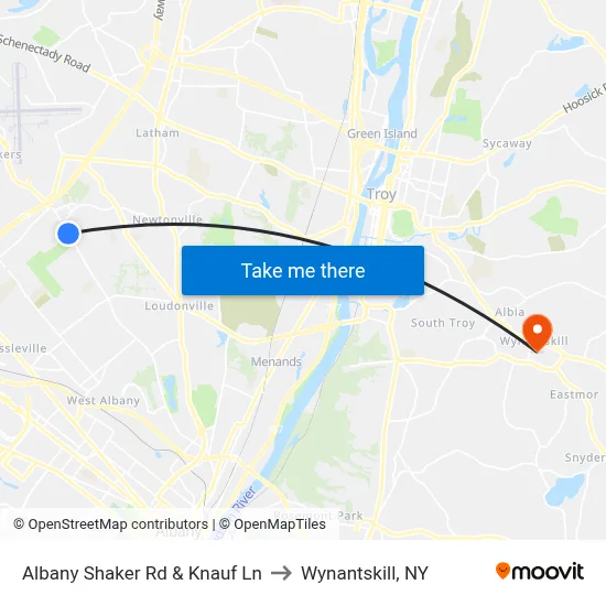 Albany Shaker Rd & Knauf Ln to Wynantskill, NY map