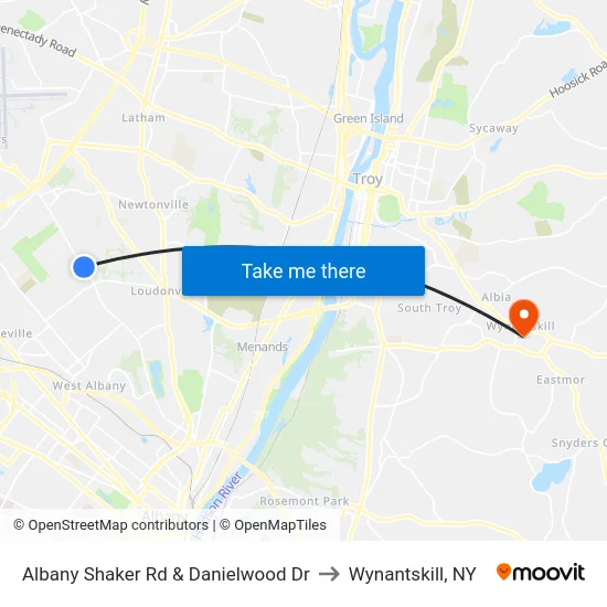 Albany Shaker Rd & Danielwood Dr to Wynantskill, NY map