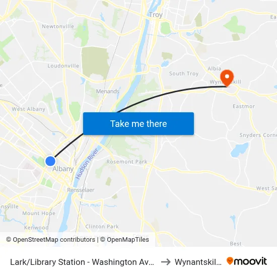 Lark/Library Station - Washington Ave & Lark St to Wynantskill, NY map