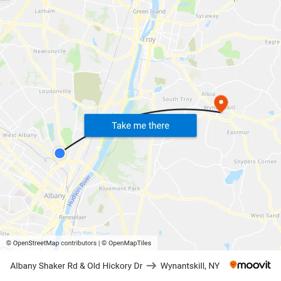 Albany Shaker Rd & Old Hickory Dr to Wynantskill, NY map