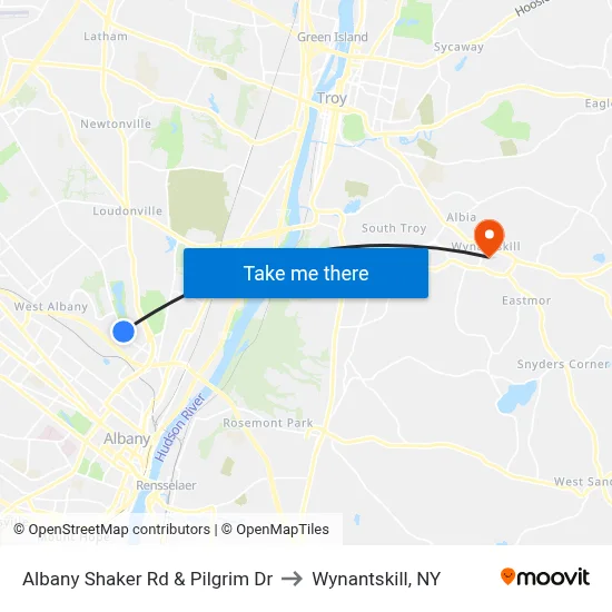 Albany Shaker Rd & Pilgrim Dr to Wynantskill, NY map