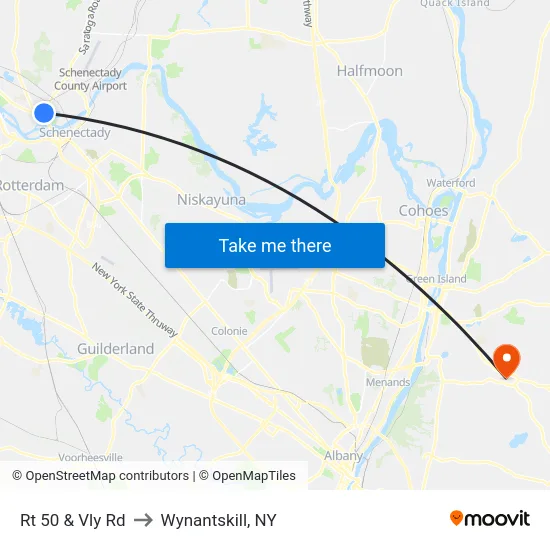 Rt 50 & Vly Rd to Wynantskill, NY map