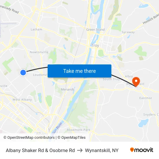 Albany Shaker Rd & Osobrne Rd to Wynantskill, NY map