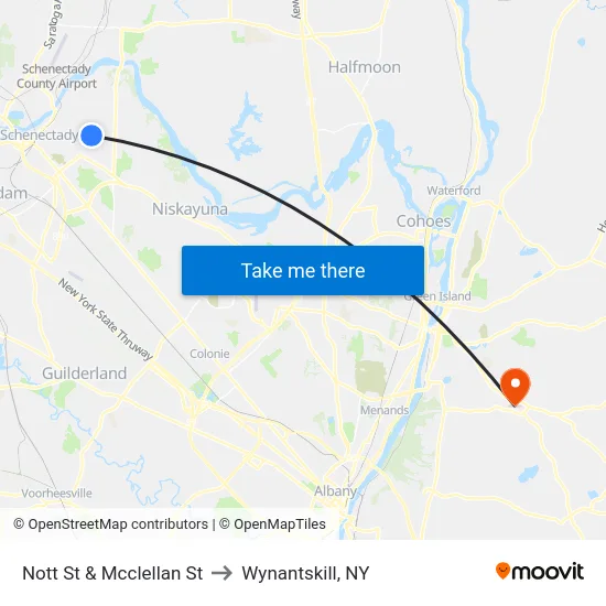 Nott St & Mcclellan St to Wynantskill, NY map