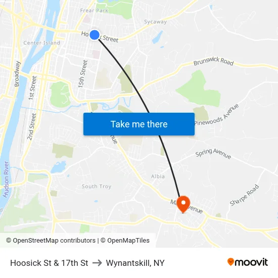 Hoosick St & 17th St to Wynantskill, NY map