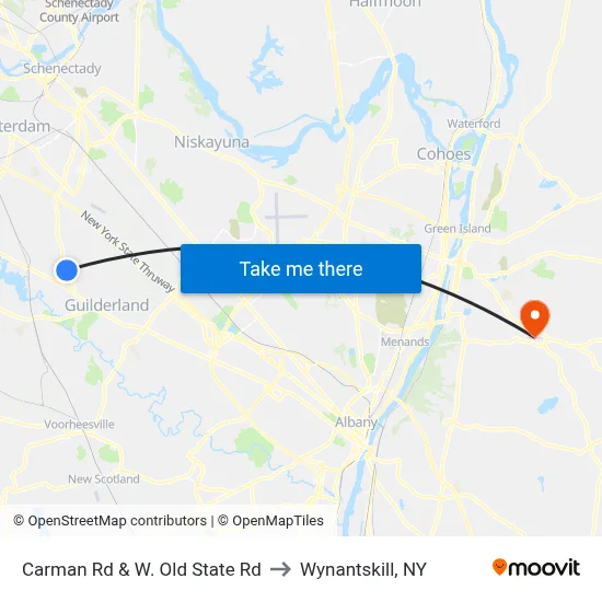 Carman Rd & W. Old State Rd to Wynantskill, NY map