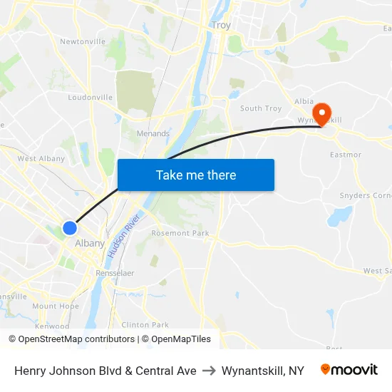 Henry Johnson Blvd & Central Ave to Wynantskill, NY map