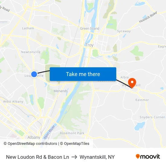 New Loudon Rd & Bacon Ln to Wynantskill, NY map