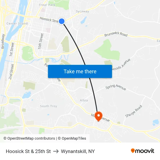 Hoosick St & 25th St to Wynantskill, NY map