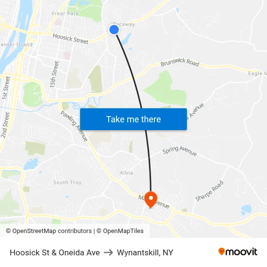 Hoosick St & Oneida Ave to Wynantskill, NY map