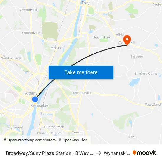 Broadway/Suny Plaza Station - B'Way & Suny Plaza to Wynantskill, NY map