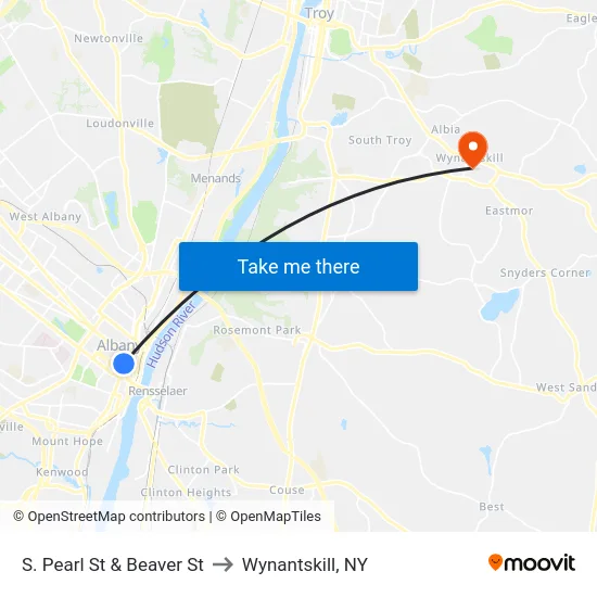 S. Pearl St & Beaver St to Wynantskill, NY map