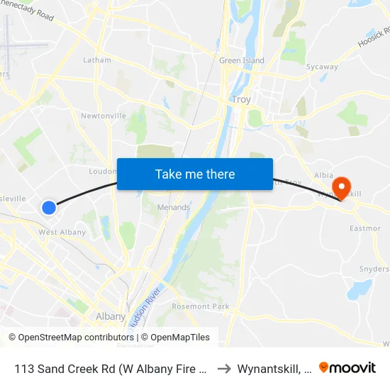 113 Sand Creek Rd (W Albany Fire Dept) to Wynantskill, NY map