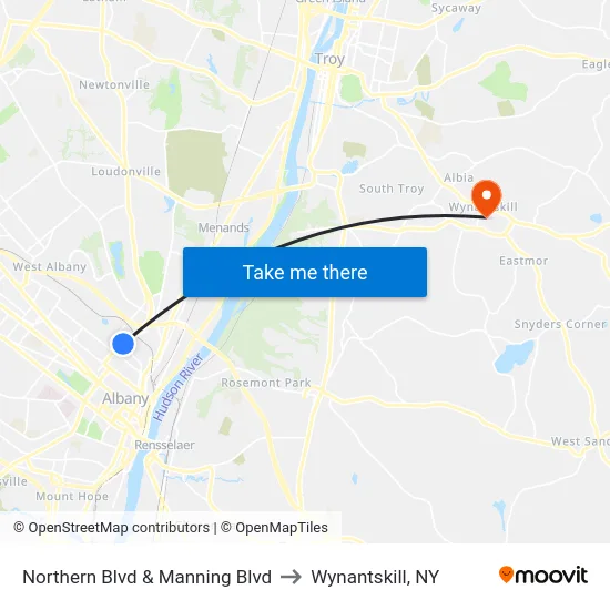 Northern Blvd & Manning Blvd to Wynantskill, NY map