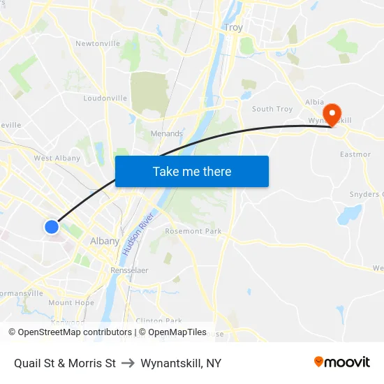 Quail St & Morris St to Wynantskill, NY map