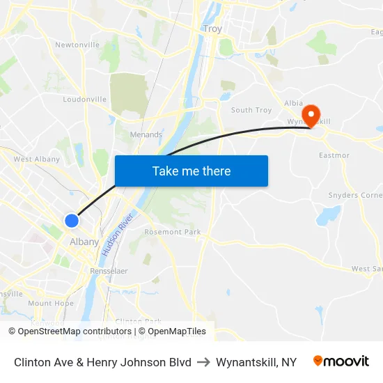 Clinton Ave & Henry Johnson Blvd to Wynantskill, NY map