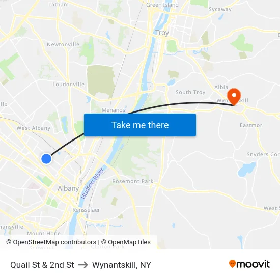 Quail St & 2nd St to Wynantskill, NY map