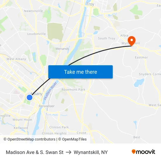Madison Ave & S. Swan St to Wynantskill, NY map