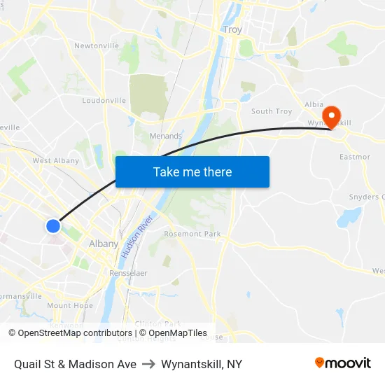 Quail St & Madison Ave to Wynantskill, NY map