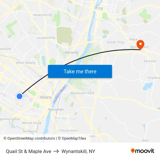 Quail St & Maple Ave to Wynantskill, NY map